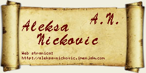 Aleksa Ničković vizit kartica